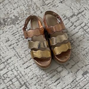 Marc Fisher Metallic Wavy Strap Sandals